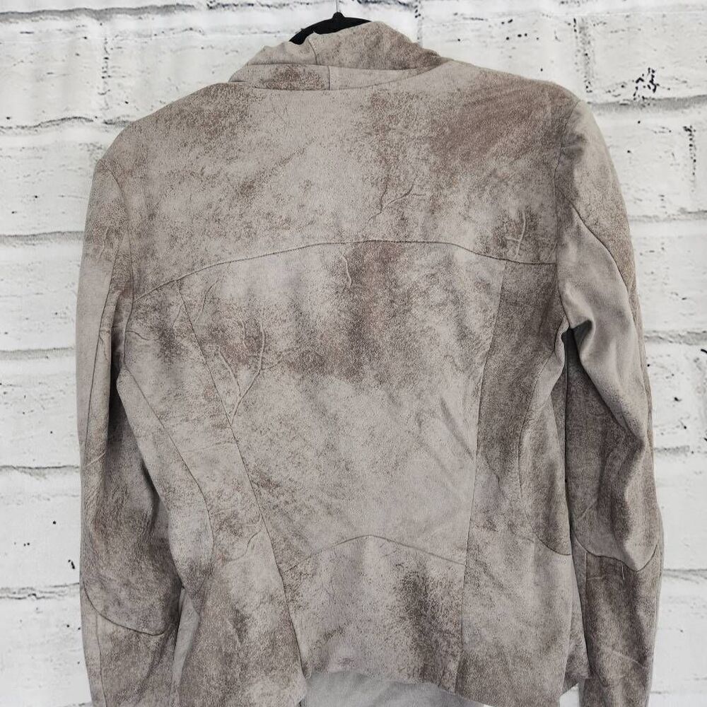 BNCI by Blanc Noir Womens Gray Asymmetrical Zipper Suede Moto Jacket Size Medium - Picture 6 of 13
